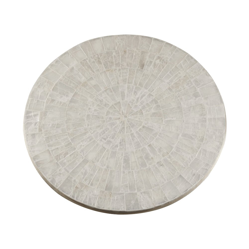 Round Stone Top Cocktail Table with Decorative Metal Base