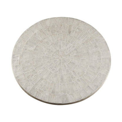 Round Stone Top Cocktail Table with Decorative Metal Base