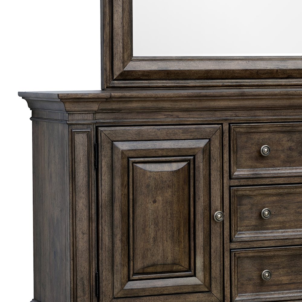 Woodbury 5-Drawer, 2 Cabinet Dresser & Mirror Set in Cowboy Boots Brown