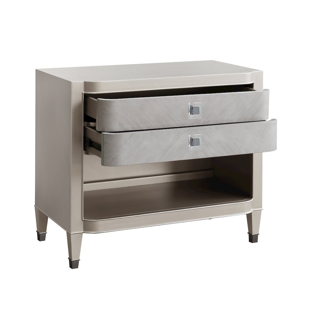 Zoey 2 Drawer Nightstand with Open Shelf and Wireless Charger