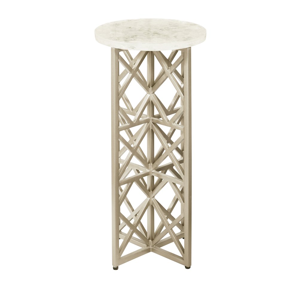 Gypsum Stone-Top Drink Table with Metal Base