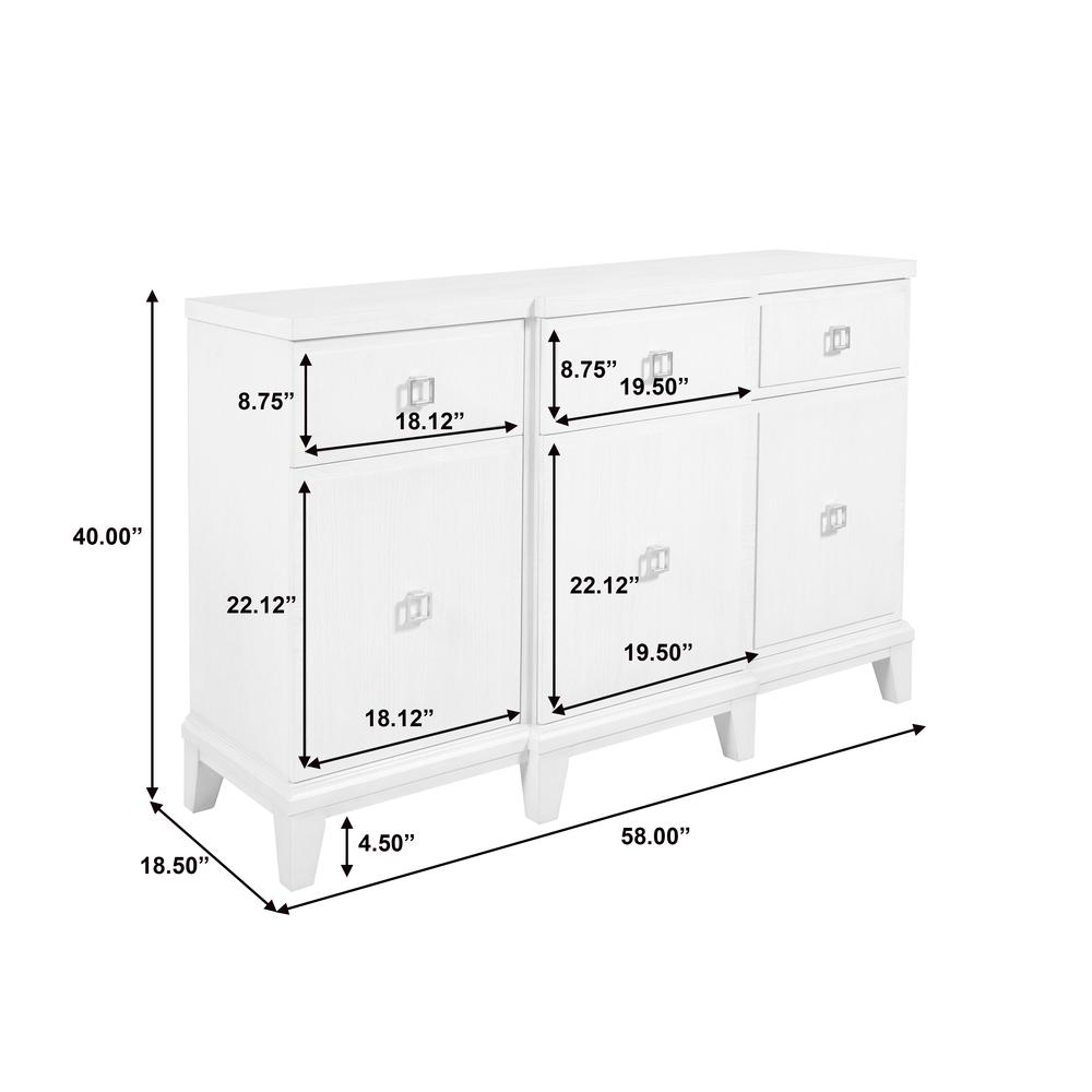Madison 3-Drawer Server with Cabinets in a Grey-White Wash Finish