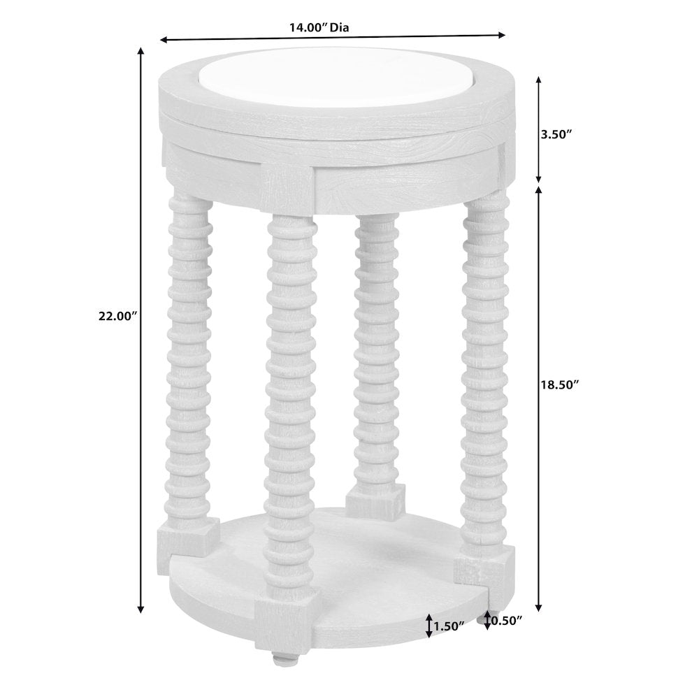 Spindle Leg Spot Table with Marble Top