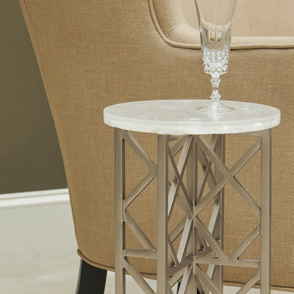 Gypsum Stone-Top Drink Table with Metal Base