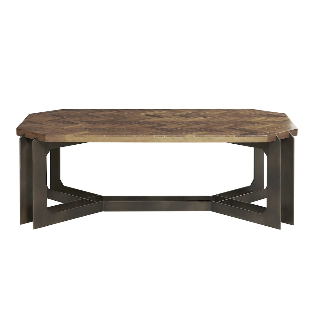 Rustic Cocktail Table with Metal Base