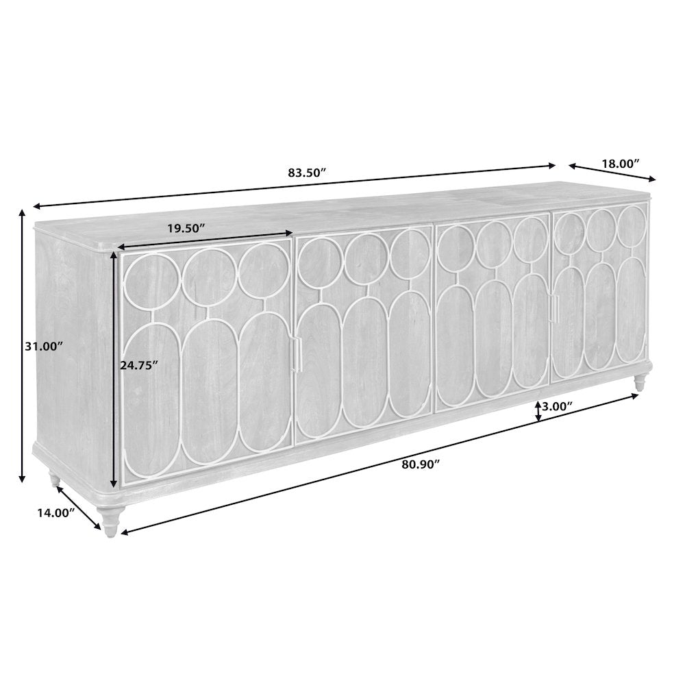4-Door Console with Tray Drawers
