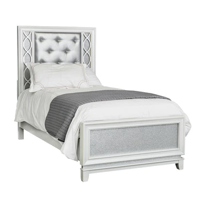 Starlight Twin Upholstered Panel Youth Bed with LED Lights