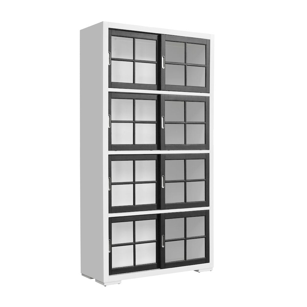 Contemporary 4-Shelf Sliding Door Bookcase