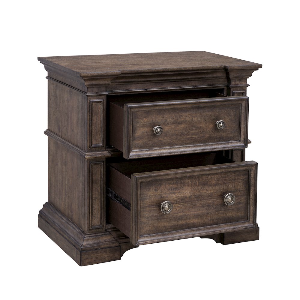 Woodbury Two Drawer Nightstand with USB in Cowboy Boots Brown