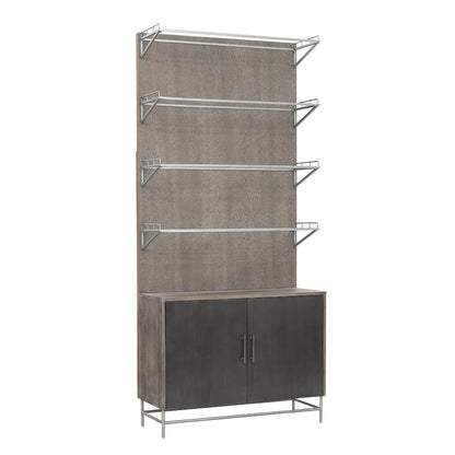 Industrial 4 Shelf Bookcase with 2 Door Cabinet