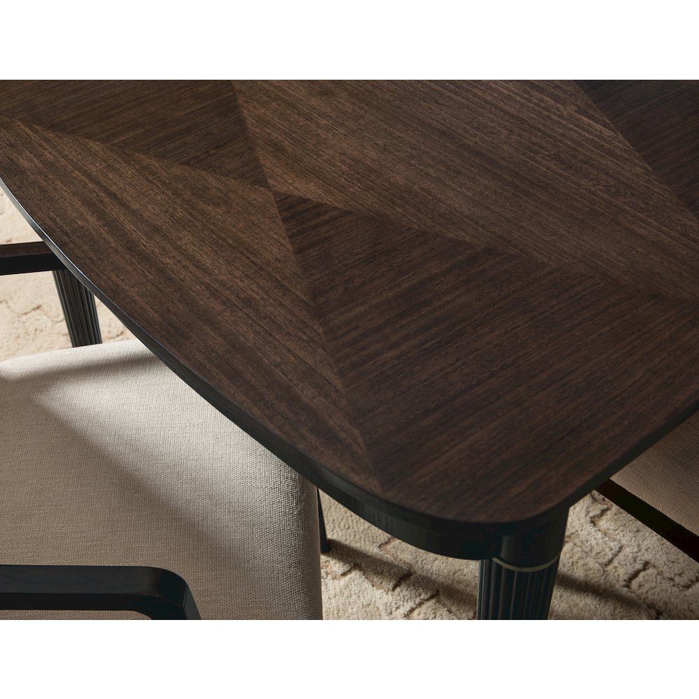 Asher Park Leg Dining Table, Piano Brown Finish