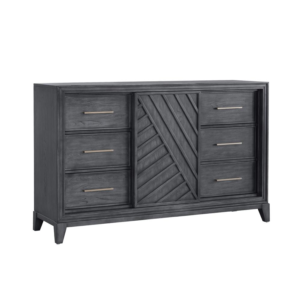 Lenox 6-Drawer Sliding Door Dresser with Storage