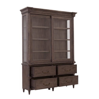 Revival Row Sliding Door Display Cabinet with Storage Drawers