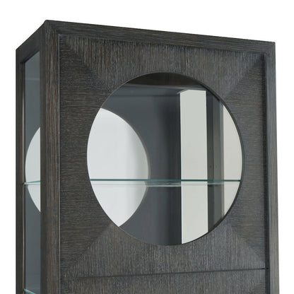 Contemporary Side Entry Curio Cabinet, Dark Wood Finish