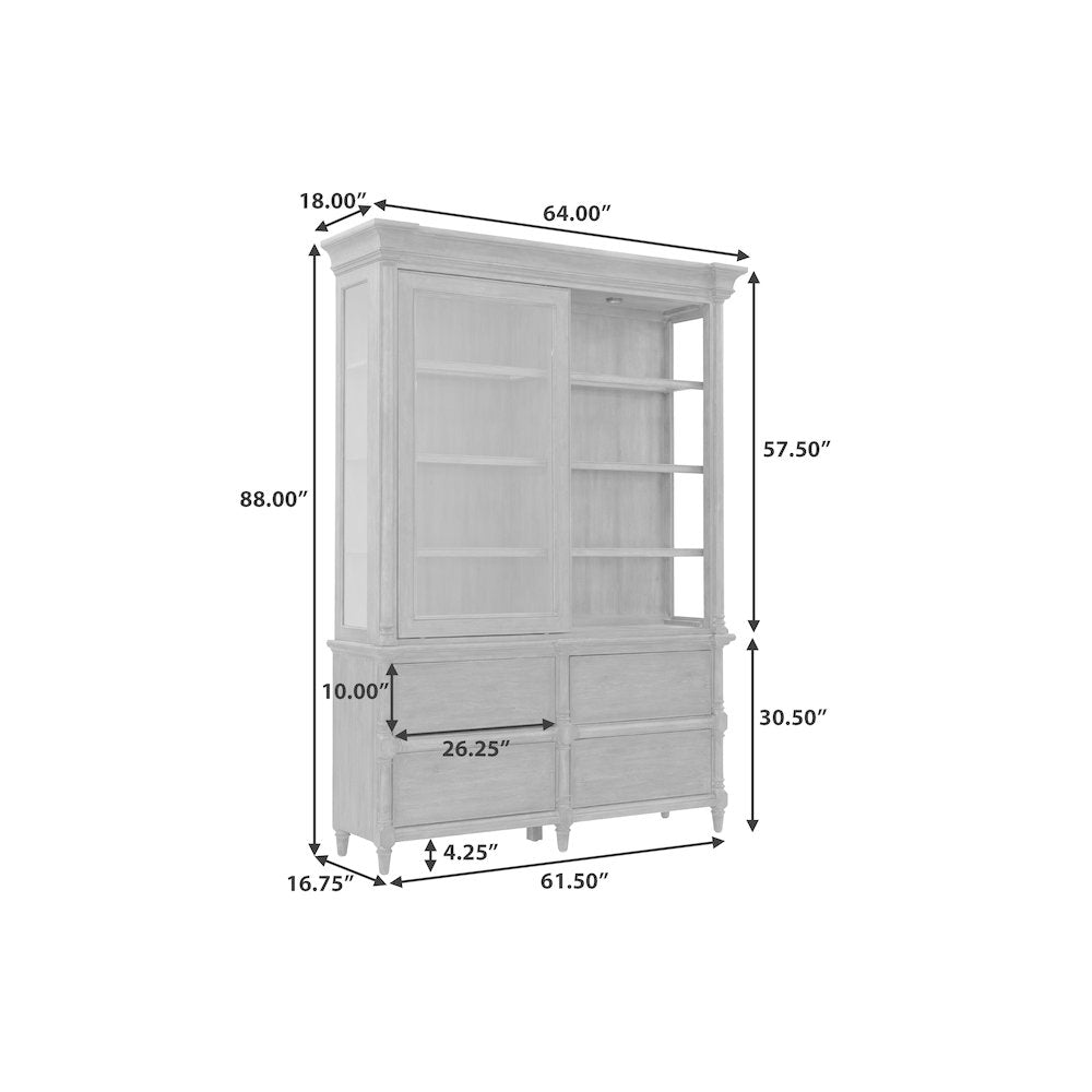 Revival Row Sliding Door Display Cabinet with Storage Drawers