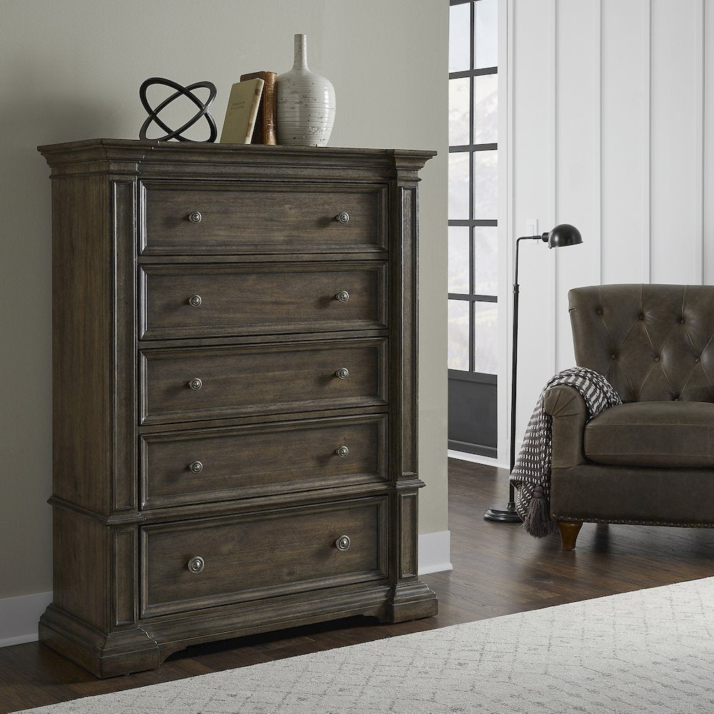 Woodbury Five Drawer Chest in Cowboy Boots Brown