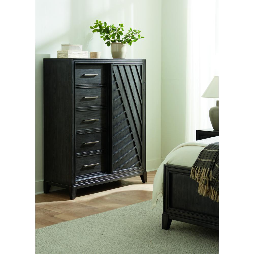 Lenox 5-Drawer Sliding Door Chest with Storage