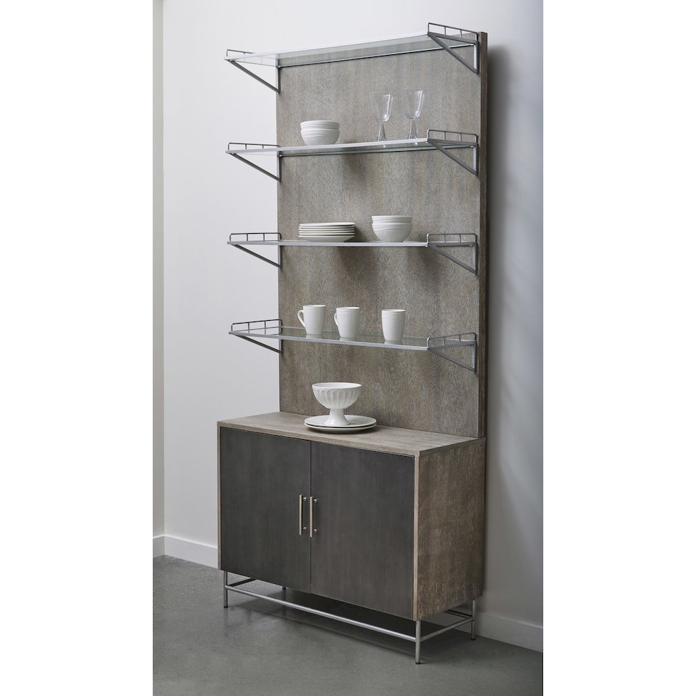 Industrial 4 Shelf Bookcase with 2 Door Cabinet