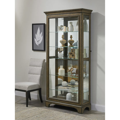 Traditional Sliding Door Curio with Glass Shelves and LED Light