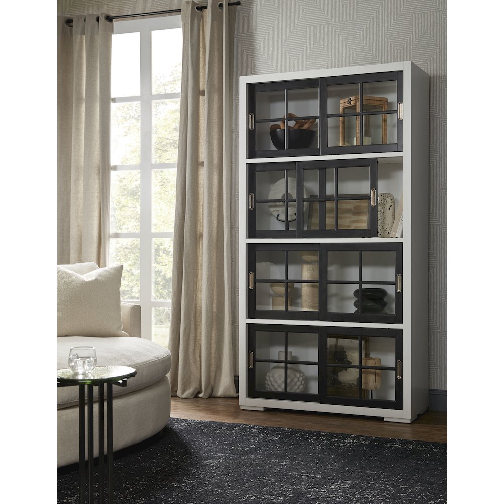 Contemporary 4-Shelf Sliding Door Bookcase