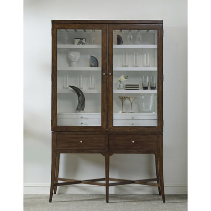 Modern Wood Bar Cabinet with Glass Doors and Storage Drawers