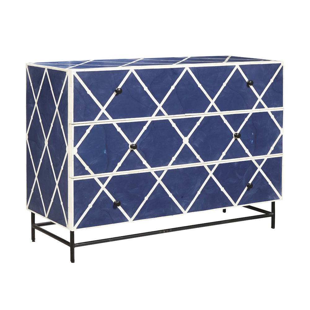Navy Blue 3-Drawer Accent Chest