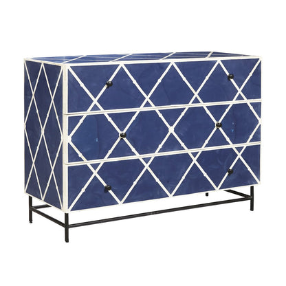 Navy Blue 3-Drawer Accent Chest