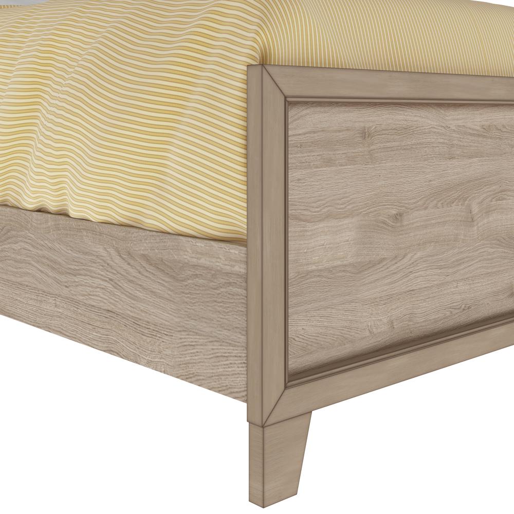 Kids Twin Bed Bookcase Headboard with Trundle in River Birch Brown