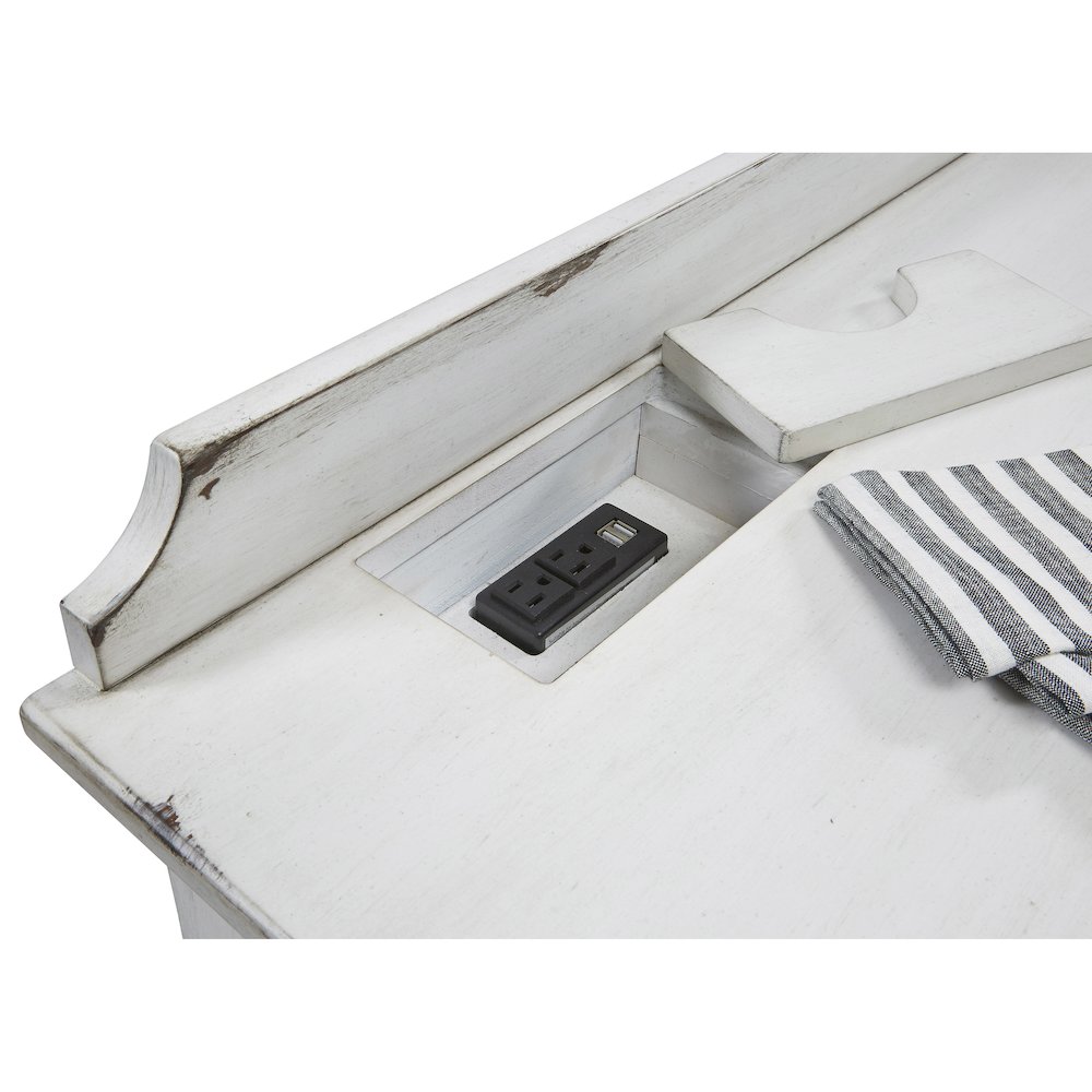 Distressed Sideboard with Storage and USB in White