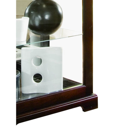 Tall 5 Shelf Curio Cabinet-Sliding Door in Cherry Brown