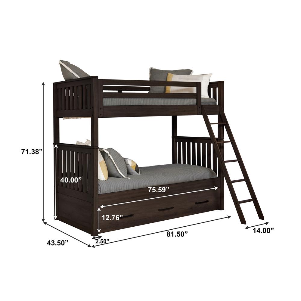 Kids Bunk Bed End in Espresso Brown