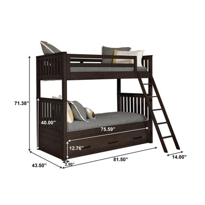 Kids Bunk Bed End in Espresso Brown