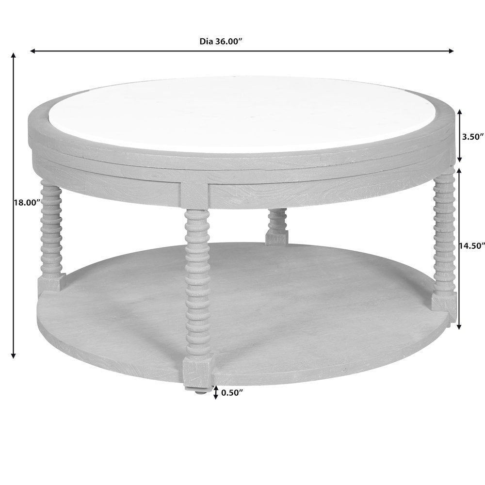 Round Cocktail Table with Marble Top