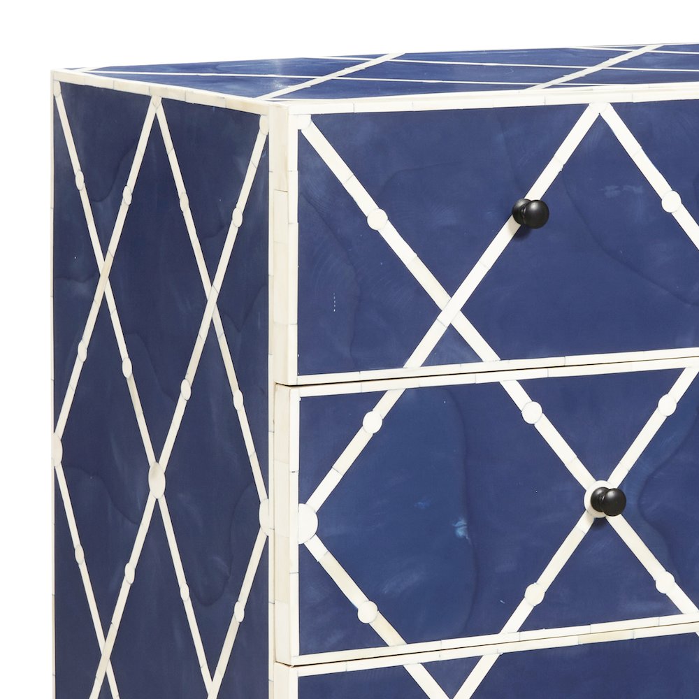 Navy Blue 3-Drawer Accent Chest