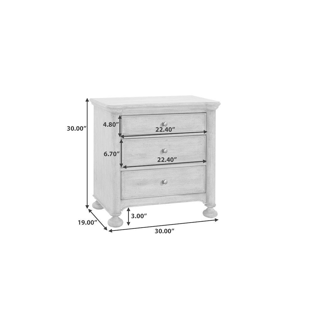 Higgins Street 3-Drawer Nightstand with USB-C ports
