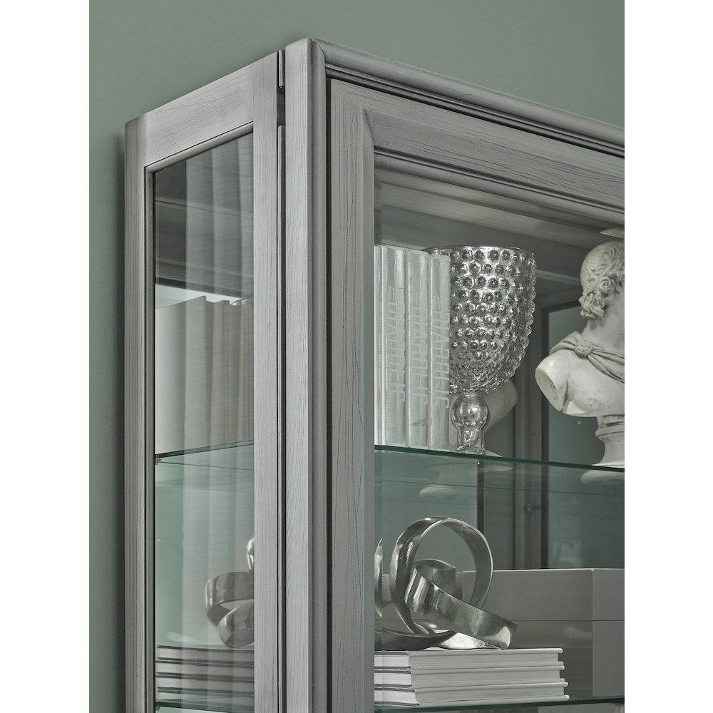 Traditional Sliding Door Curio, Gray Finish