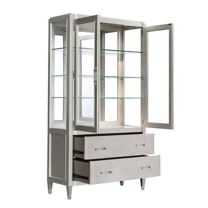 Zoey Glass Door China Cabinet with Drawers