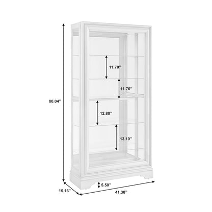 Traditional Sliding Door Curio, Gray Finish