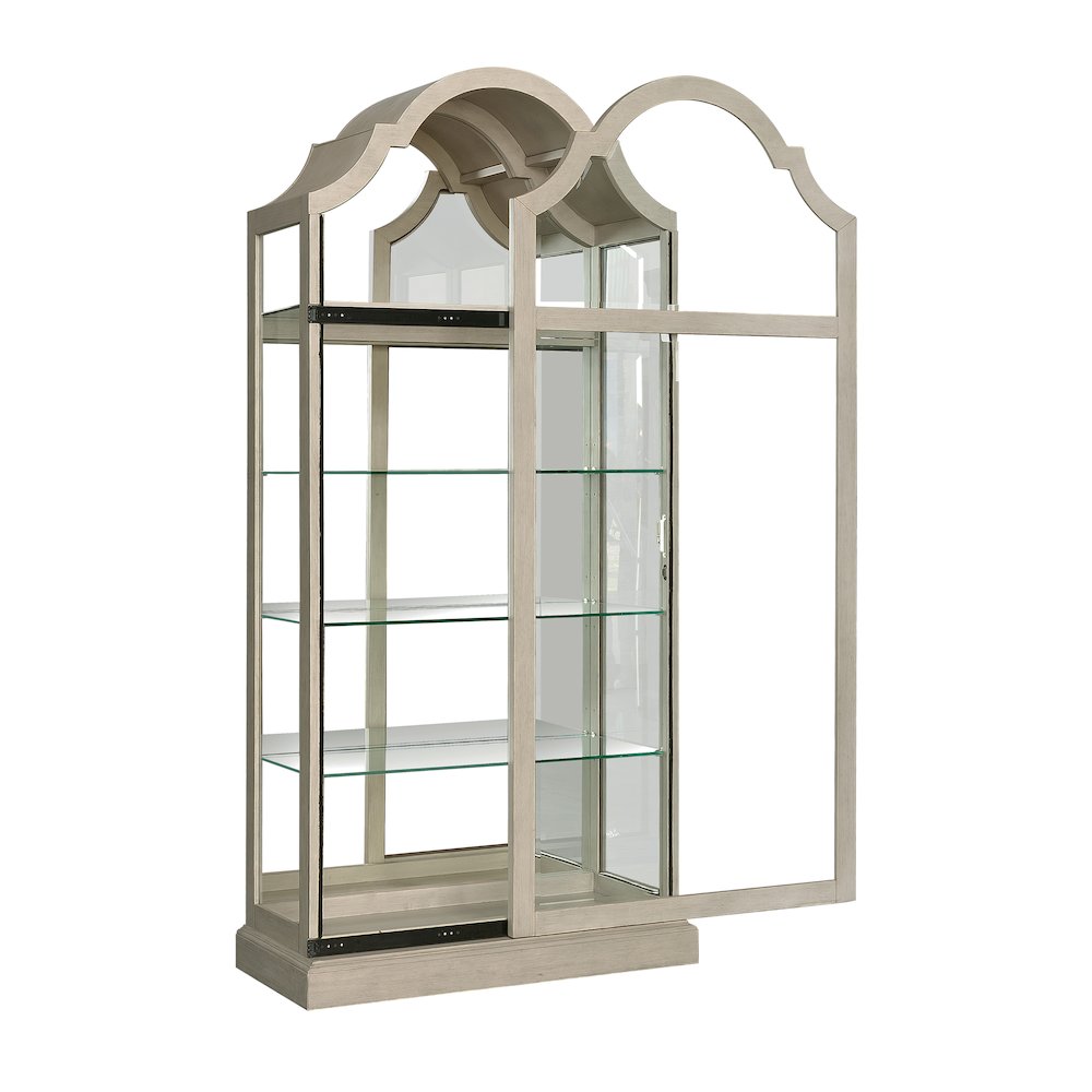 Mirrored Back Sliding Door Curio with Puck Light