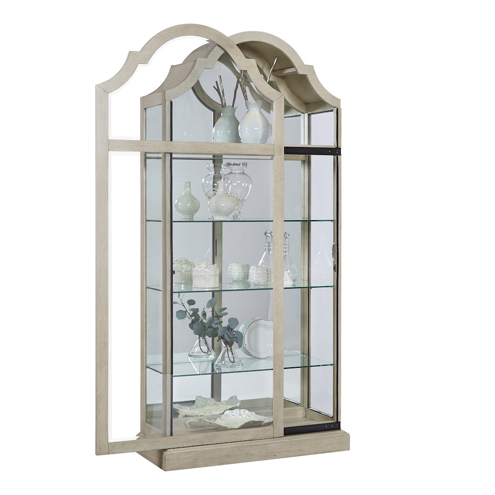 Mirrored Back Sliding Door Curio with Puck Light
