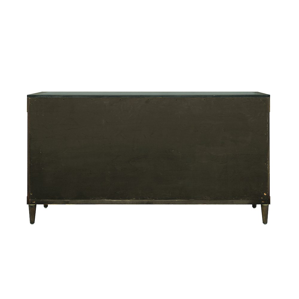 Asher Park Glass Top 2 Door Buffet with Storage Drawers, Piano Brown Finish