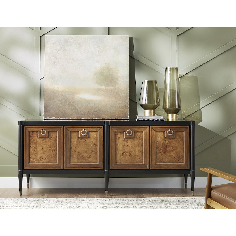 4-Door Mid-Century Modern Console with Shelves