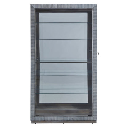 Modern Sliding Door Curio Cabinet, Medium Wood Finish