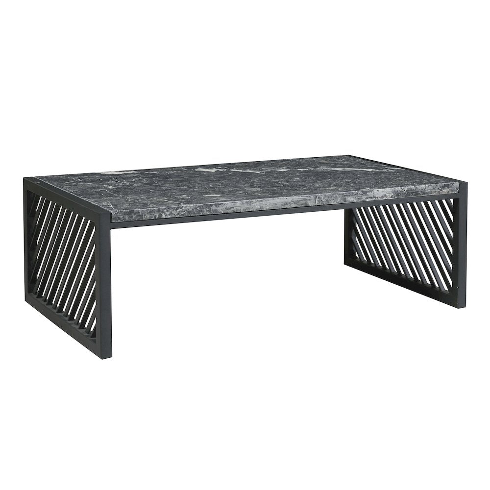 Modern Industrial Stone Top Cocktail Table