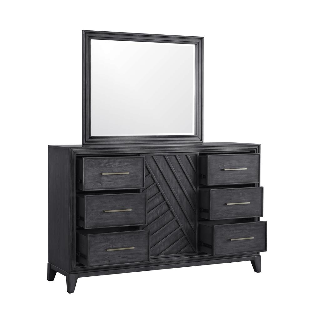 Lenox 6-Drawer Sliding Door Dresser with Storage