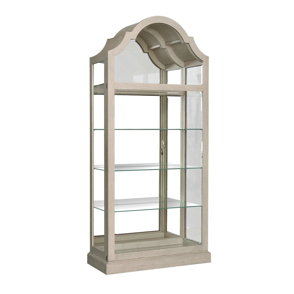 Mirrored Back Sliding Door Curio with Puck Light