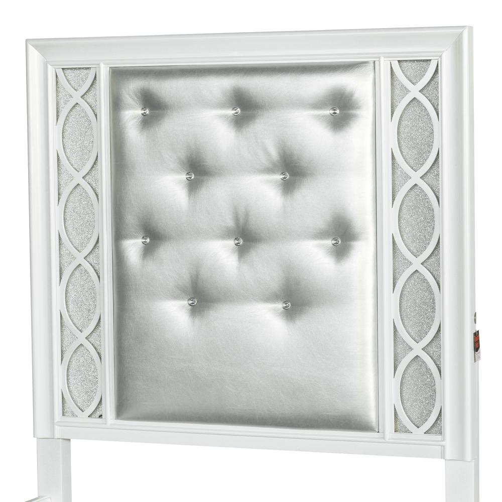 Starlight Twin Upholstered Panel Youth Bed with LED Lights