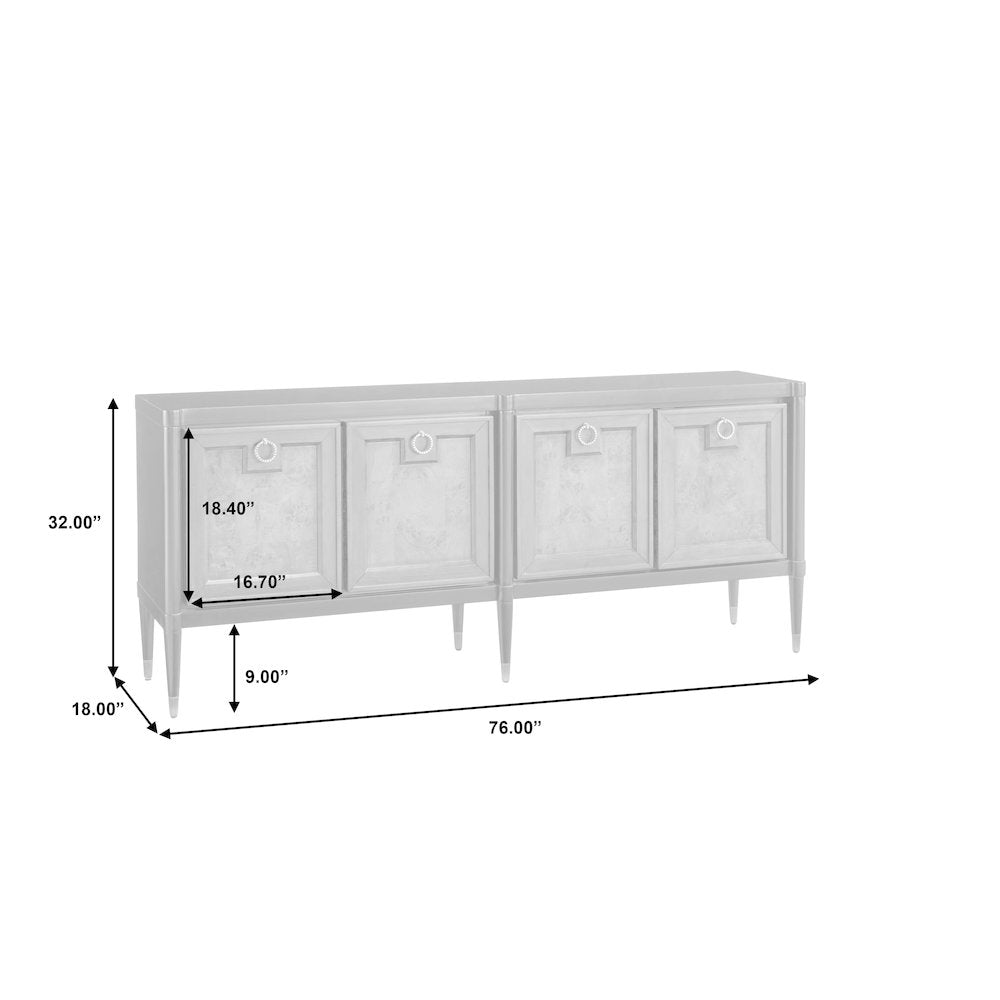 4-Door Mid-Century Modern Console with Shelves