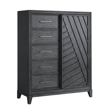 Lenox 5-Drawer Sliding Door Chest with Storage