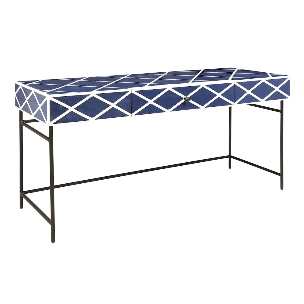 Navy Blue Writing Desk with Storage Drawer